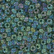 Miyuki rocailles Perlen 8/0 - Lime lined crystal ab 8-277